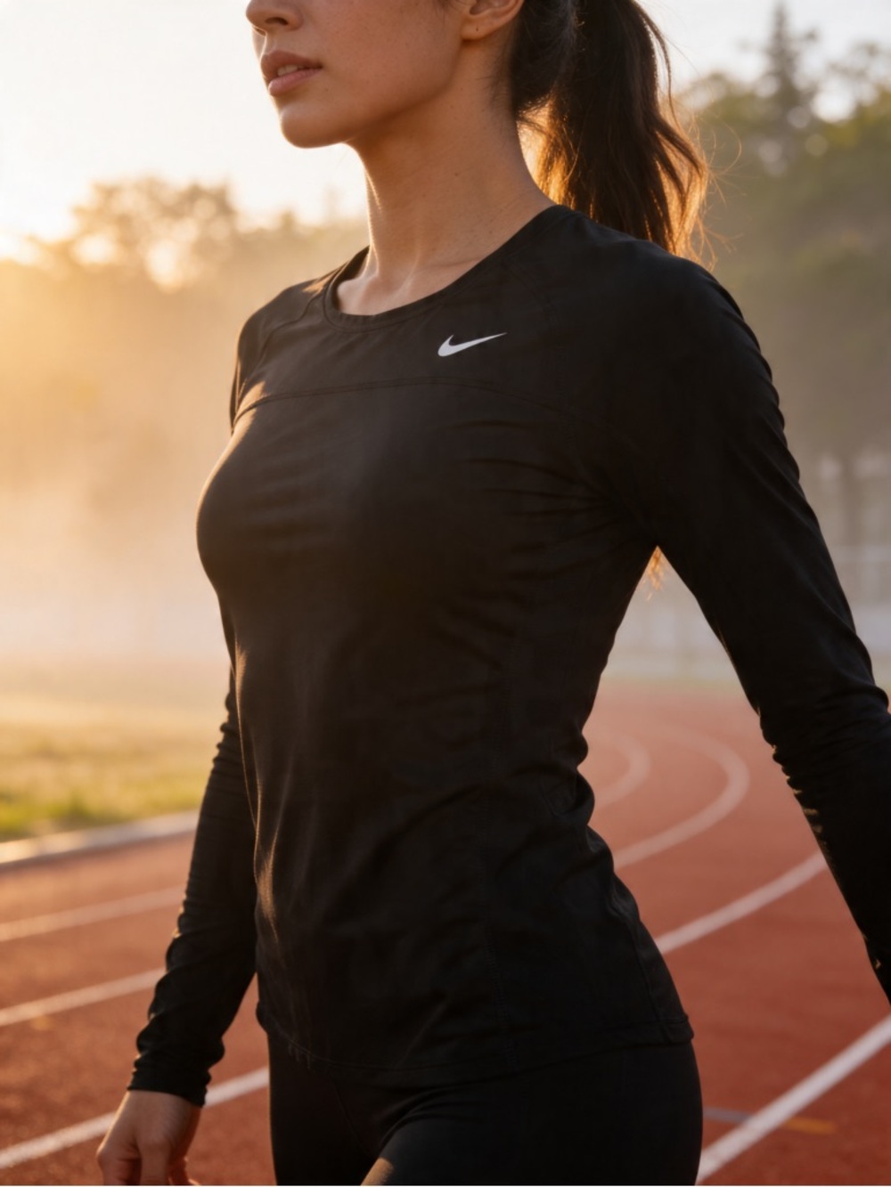 Nike Dri-FIT Swift Running Top Black Long Sleeve Medium
